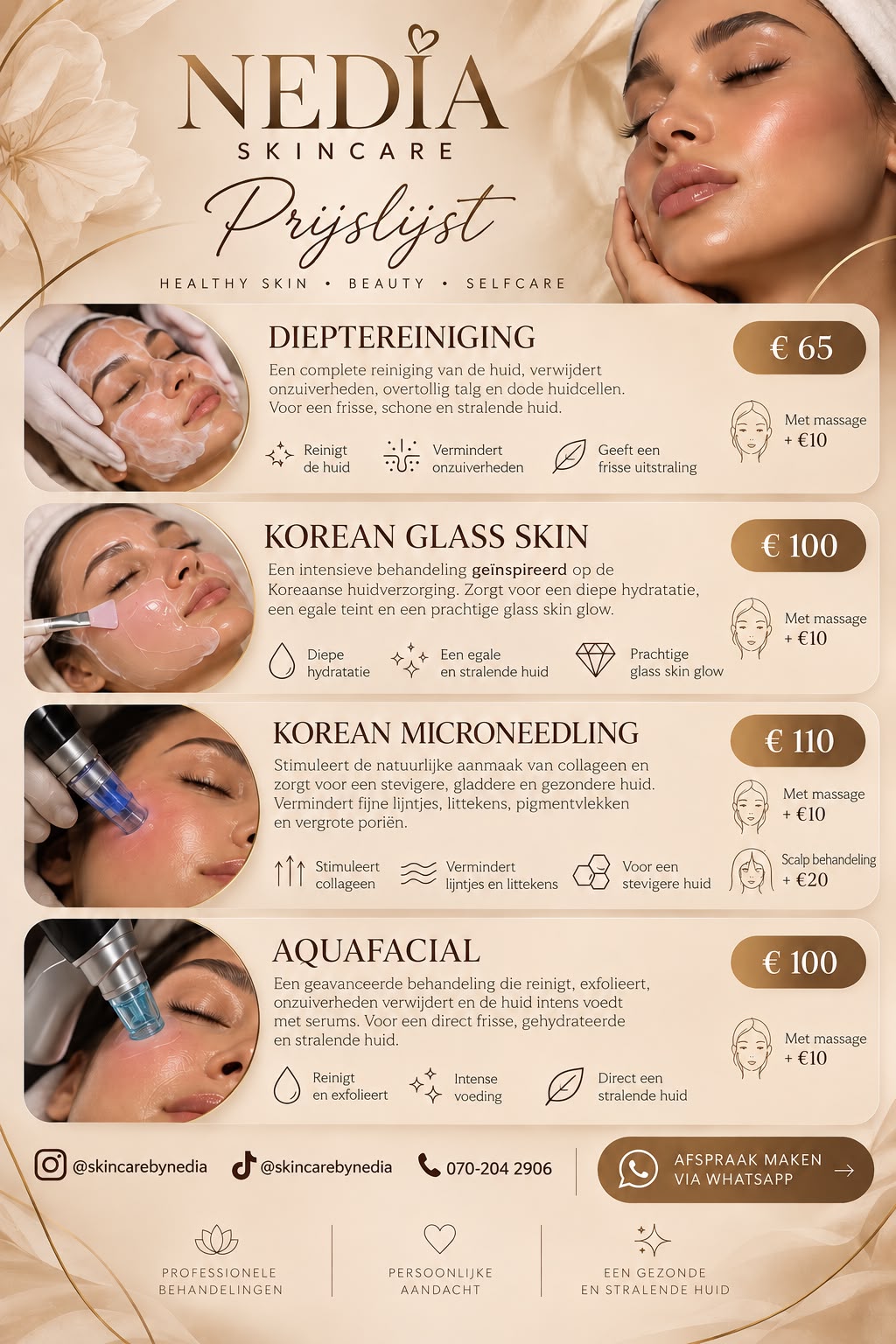 Officiële prijslijst Skincare By Nedia